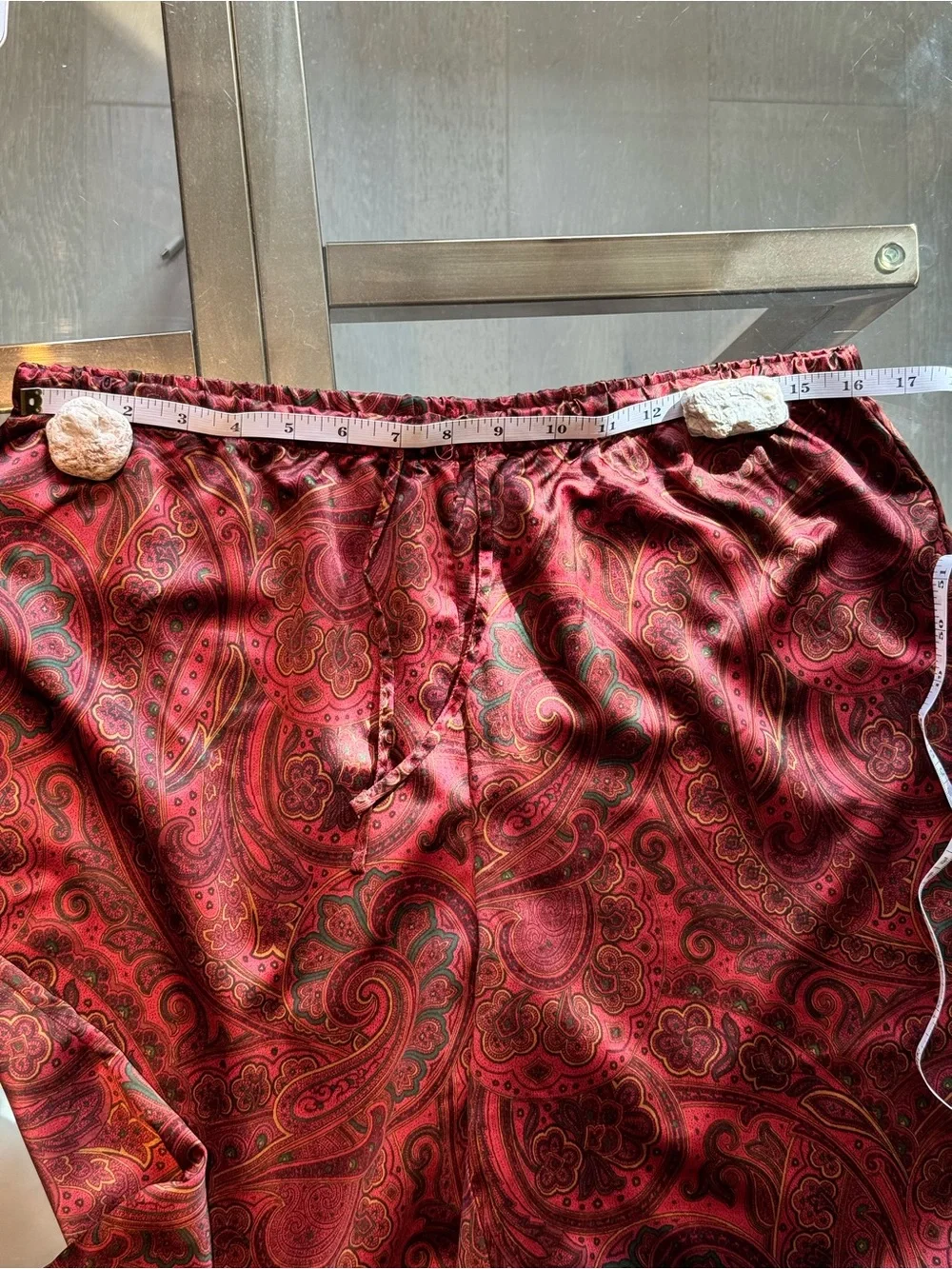 Ralph Lauren Burgundy Paisley Satin Pajama Set